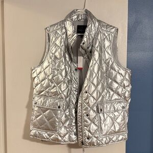 Talbots Shimmering Silver Quilted Vest